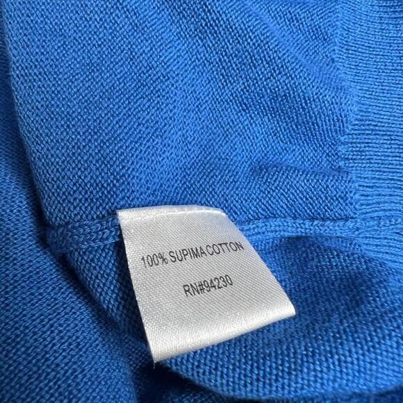 Paul Fredrick Supima Cotton Blue 1/4 Zip Pullover Sweater Men’s XL Lightweight - Picture 5 of 8